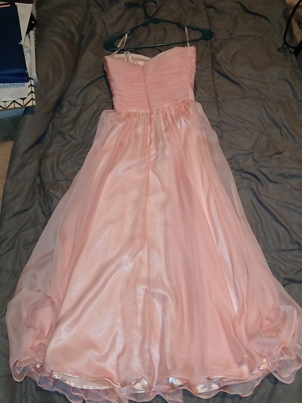 Angela & Alison Strapless Blush Pink Chiffon Evening Gown - Picture 2 of 4